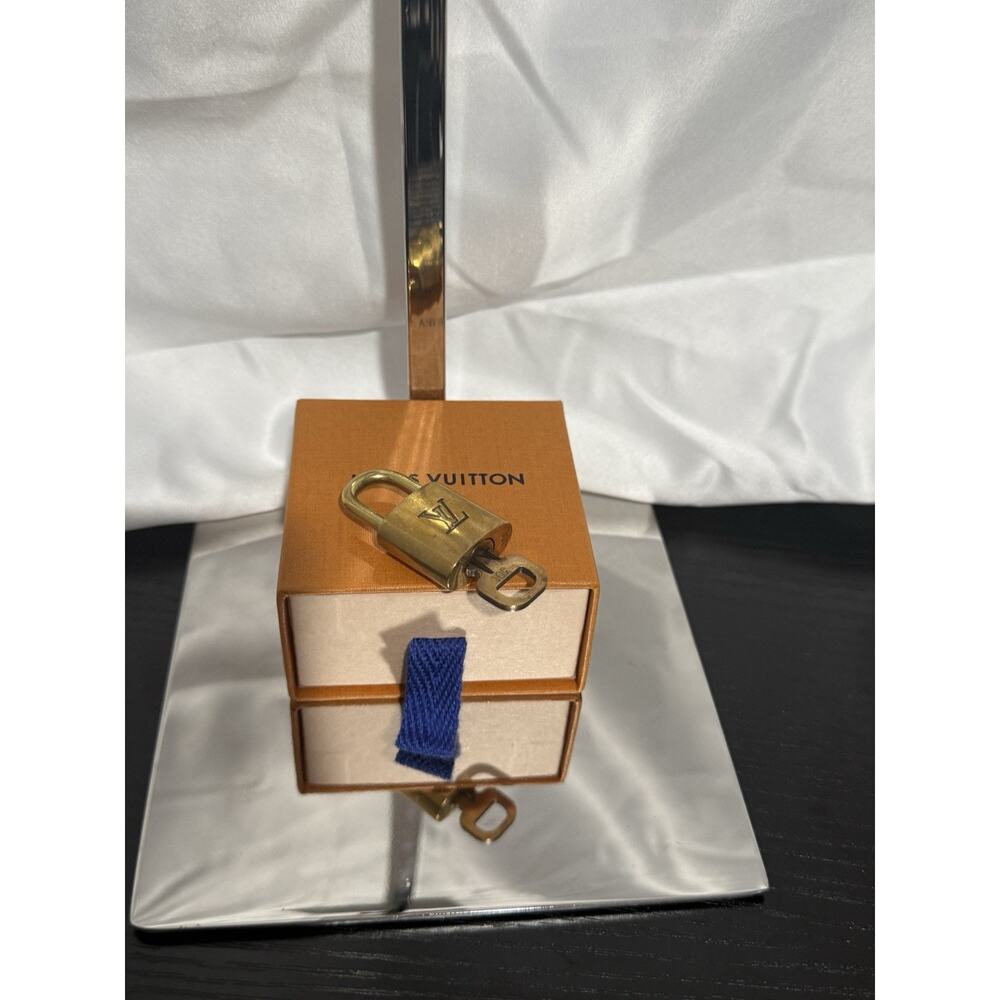 Louis Vuitton Brass Padlock Lock + Key Set Authentic #322